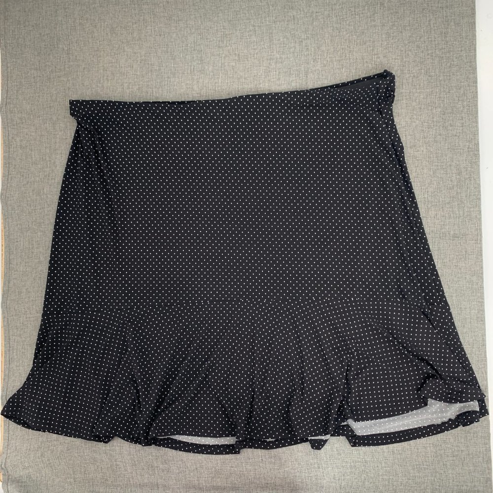 Brand New! Chaps Polka Dot Skirt 3X Pleatedโ Elastic Waist Black White Stretchy